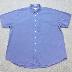 Cutter & Buck Button Down Shirt Mens 2XB Blue Short Sleeve Cotton Big & Tall